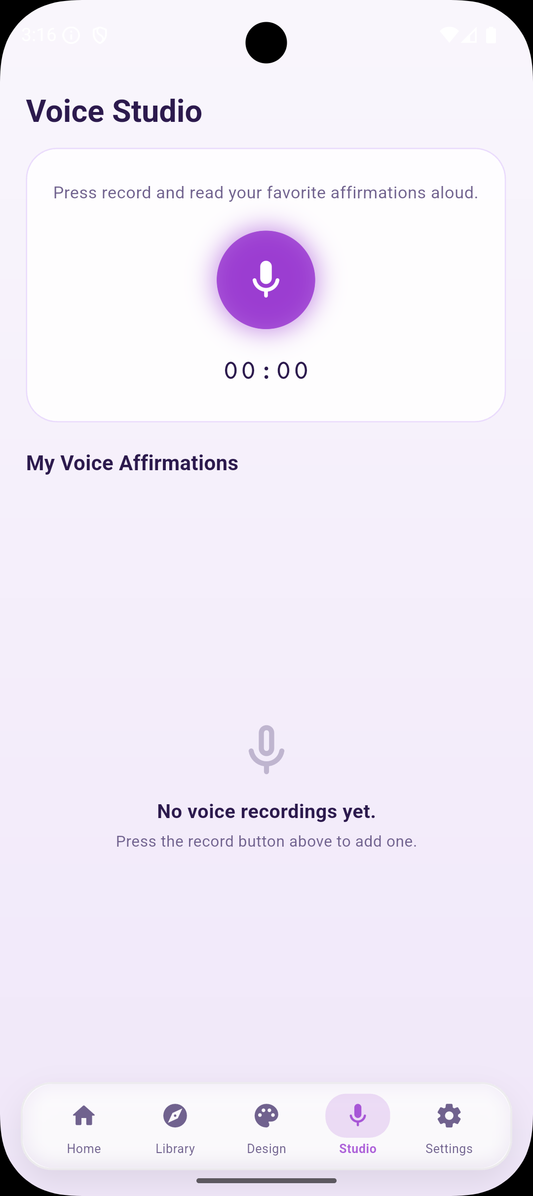 Affirmly Audio Studio Screen