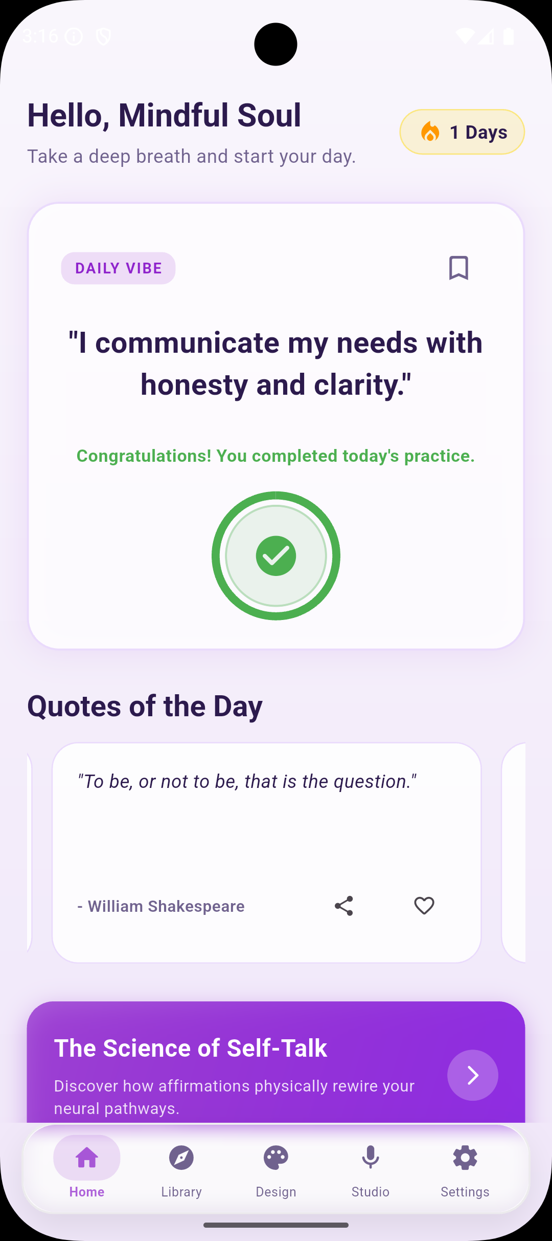 Affirmly App Home Page Mockup